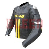 Valentino Rossi VR46 Black Motorbike Racing Leather Jacket Left View